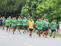  Pembinaan Fisik lari 5K personel Rindam XVI/Ptm, Jumat 28 Januari 2022