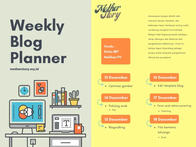 weekly blog planner membantu menyusun rencana jangka pendek