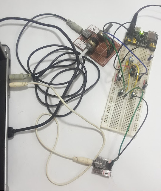 connections between LM324 instrumentation amplifier and PC audio port