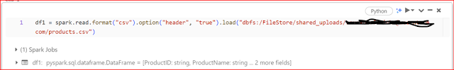 df1 = spark.read.format("csv").option("header", "true").load("dbfs:/FileStore/shared_uploads/saurabh.f.sinha@accenture.com/products.csv")