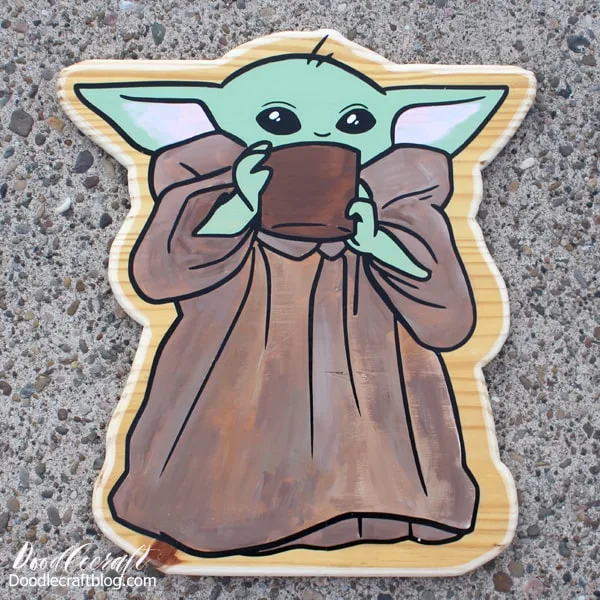 Mandalorian the Child Grogu vinyl wall art cutout sign. Use the Cricut Maker to make geek inspired crafts, wall art and even projects to sell.