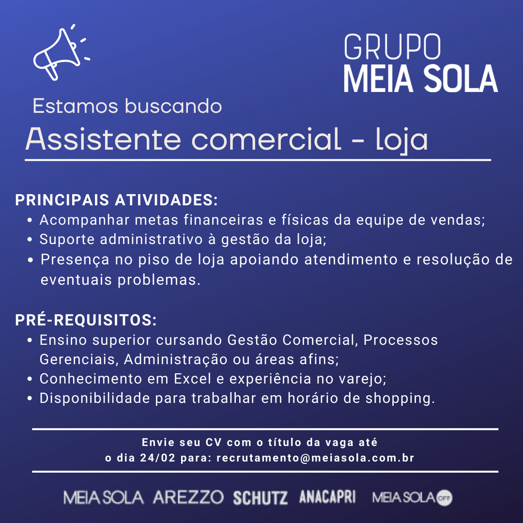 ASSISTENTE COMERCIAL - FORTALEZA/CE