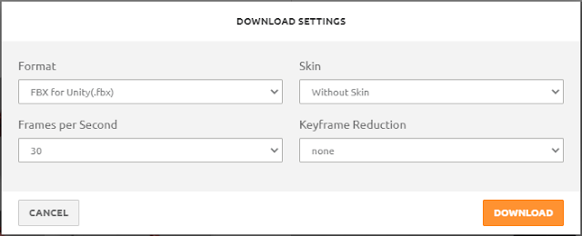 The animation download settings