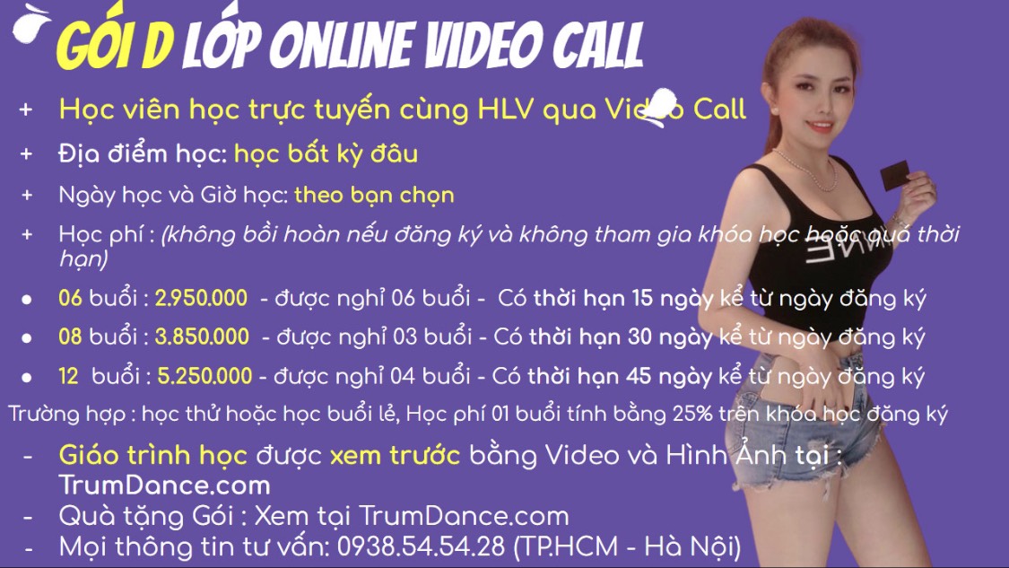 Bảng học phí học nhảy Trumdance - Lớp Video Call Online