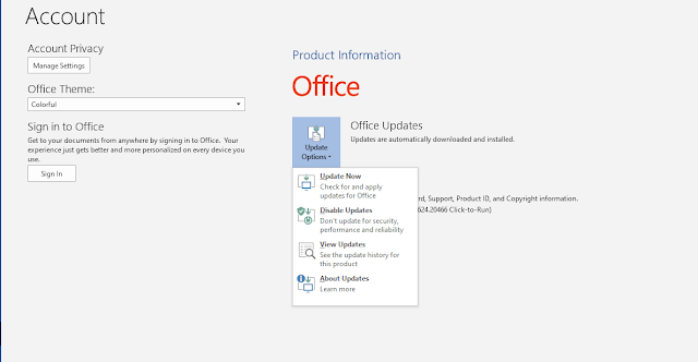 Cara Mematikan Update Microsoft Office