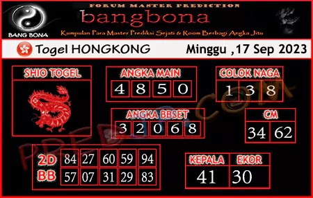 Prediksi HK Bang Bona Minggu 17 September 2023