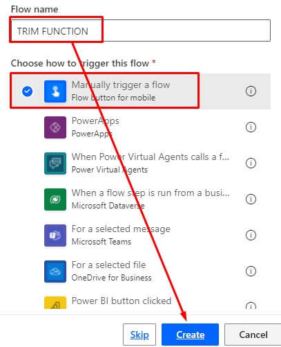 Power Automate Functions - TRIM Function