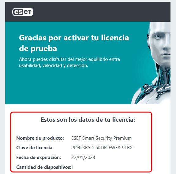 Datos de licencia eset smart premium 2023