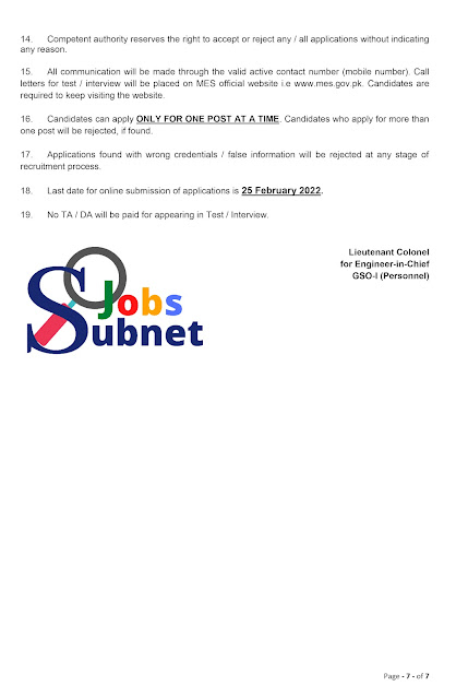 Rawalpindi MES Jobs 2022 Advertisement