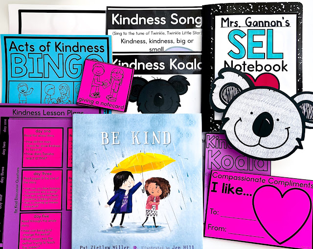 Kindness activities for kids in the classroom, including social emotional learning lessons, kindness read aloud, kindness activities, kindness song, and more engaging activities to foster a culture of kindness in your classroom!