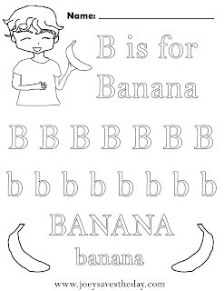 B is for banana worksheet