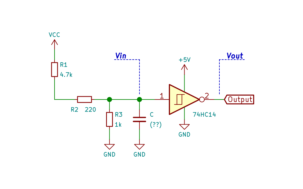 Briot Tracer Schmitt trigger debouncer equivalent circuit when the switch is open