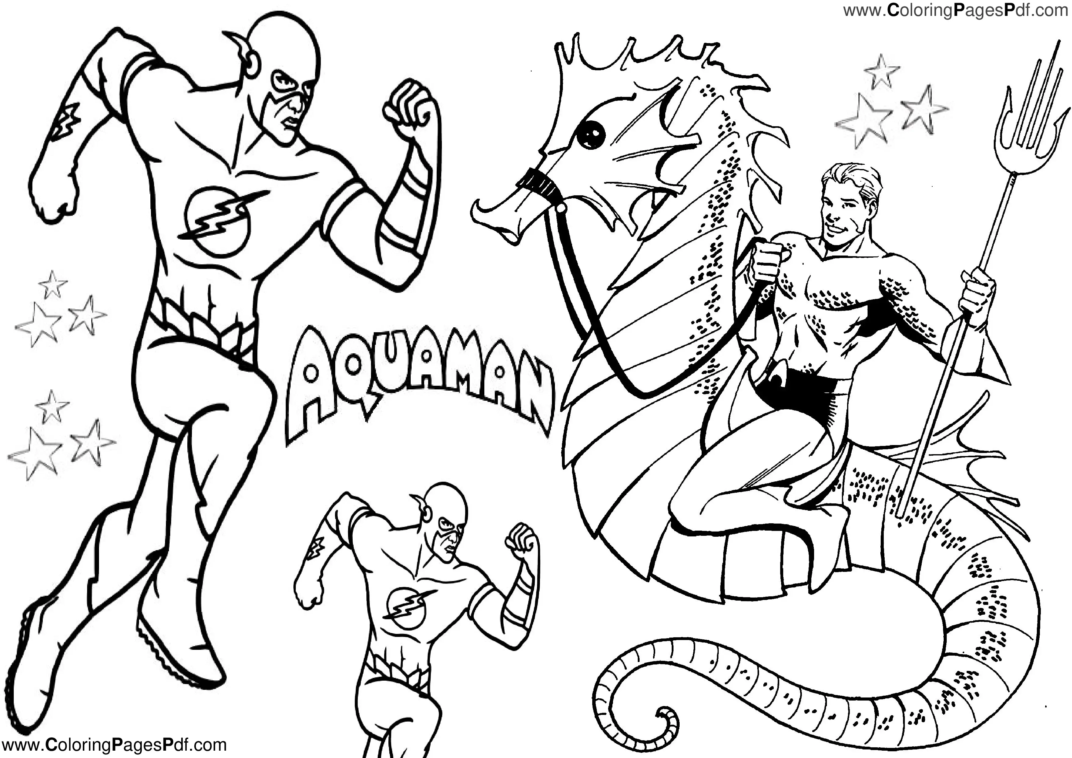 Flash & Aquaman coloring pages