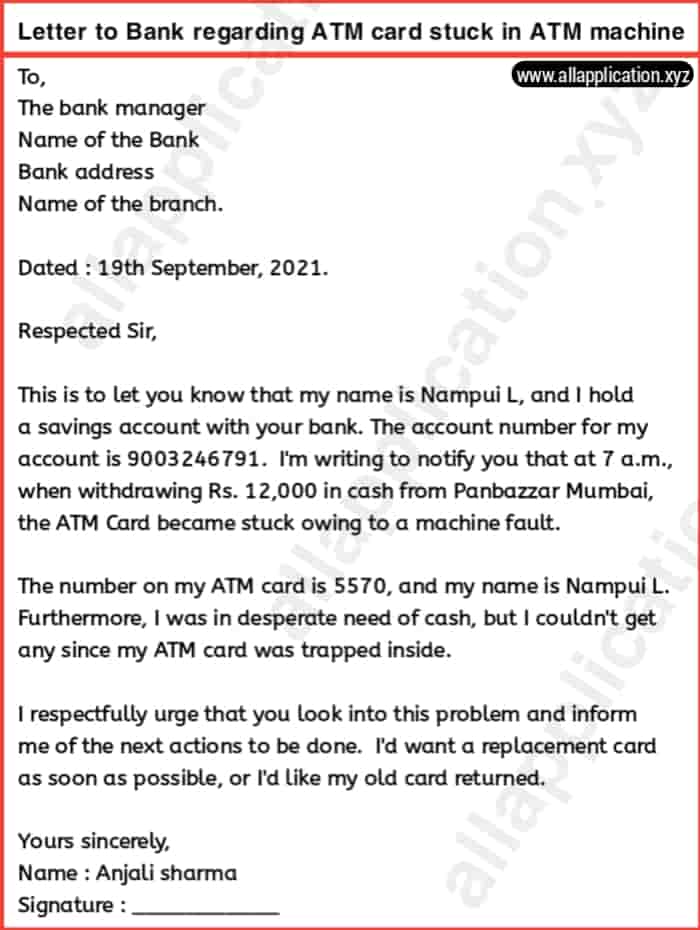 Application For ATM Card Stuck In ATM Machine