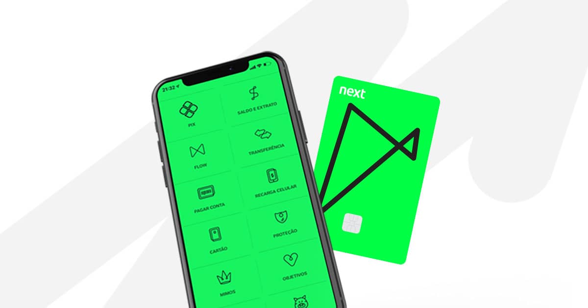 celular com aplicativo banco next aberto e um cartao de credito next visa