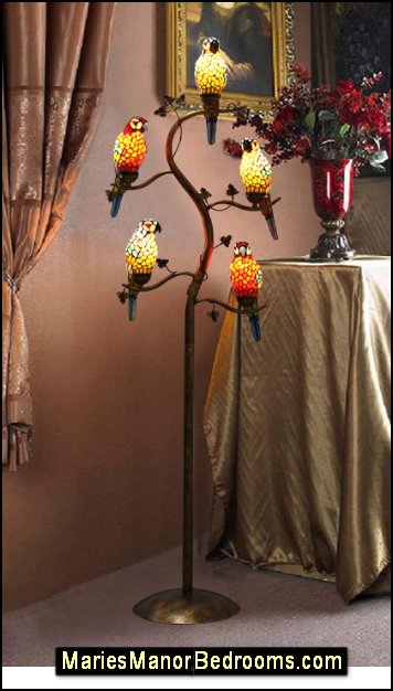 Parrot Tree Branch  Floor Lamp bird themed decor bird decor bird decorations