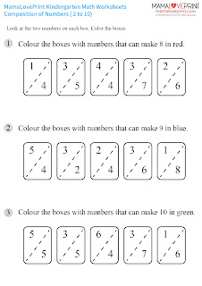 MamaLovePrint . Grade 1 Math Worksheets . Composition of Number (2-20) PDF Free Download
