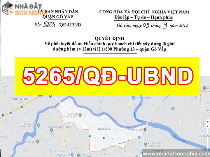 Quyết định số 5265/QĐ-UBND quy hoạch lộ giới đường hẻm tỉ lệ 1/500 phường 13 quận Gò Vấp