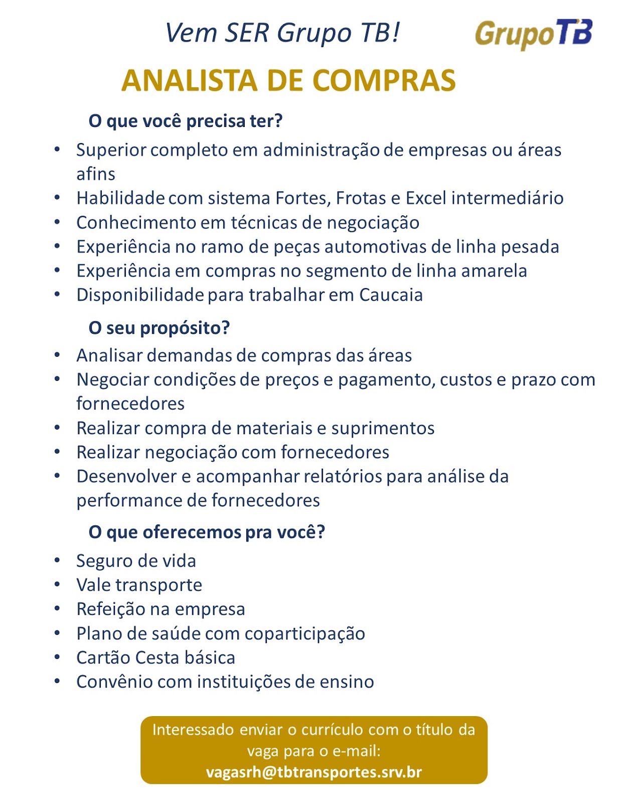 ANALISTA DE COMPRAS - CAUCAIA/CE