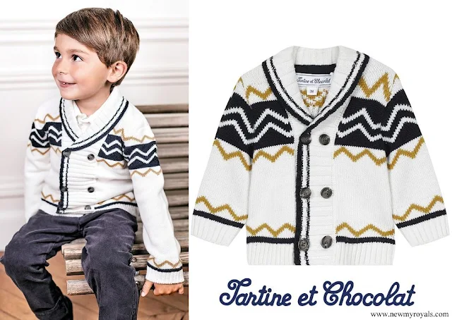 Prince Charles wore Tartine et Chocolat mother of pearl jacquard knit jacket