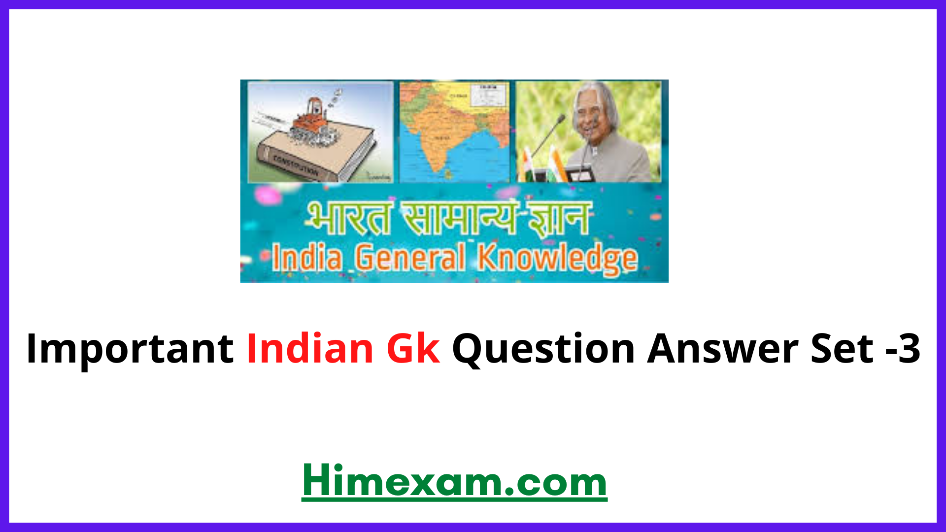 Important Indian Gk Question Answer Set -3