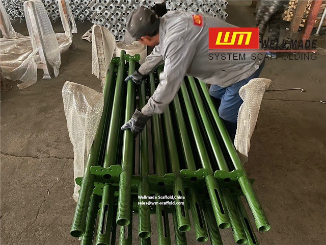 Adjustable Scaffolding Prop Outer Tube with Sleeve Screws in Painted - Wellmade Shuttering Prop Components for Concrete Slab Shoring and Beam Support