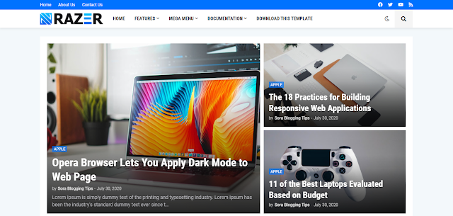 Share Razer Premium - Magazine Blogger Template Free Download