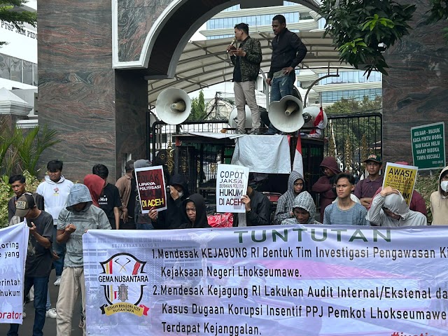 Terkesan Politis, SKMA Prodem Aceh & Gema Nus Demo Kejaksaan Agung RI Desak Evaluasi Kinerja Kejari Lhokseumawe