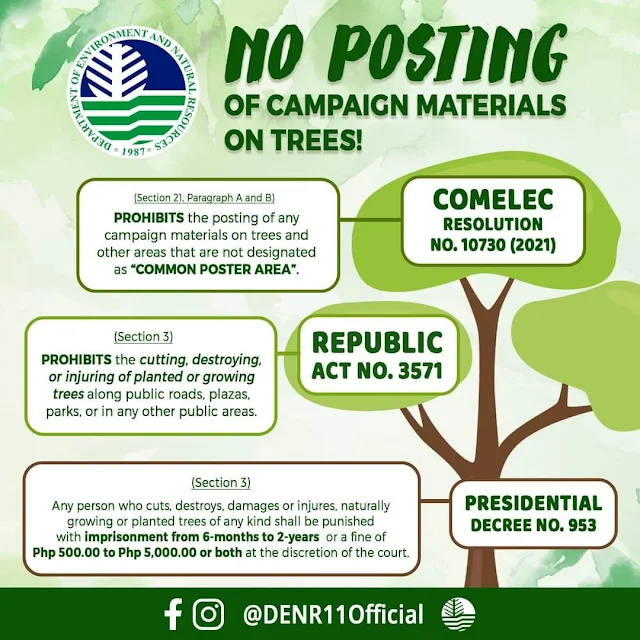 NO POSTING of Campaign Materials on Trees