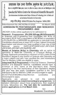 ADMISSION TO POSTGRADUATE AND RESEARCH PROGRAMMES -2022