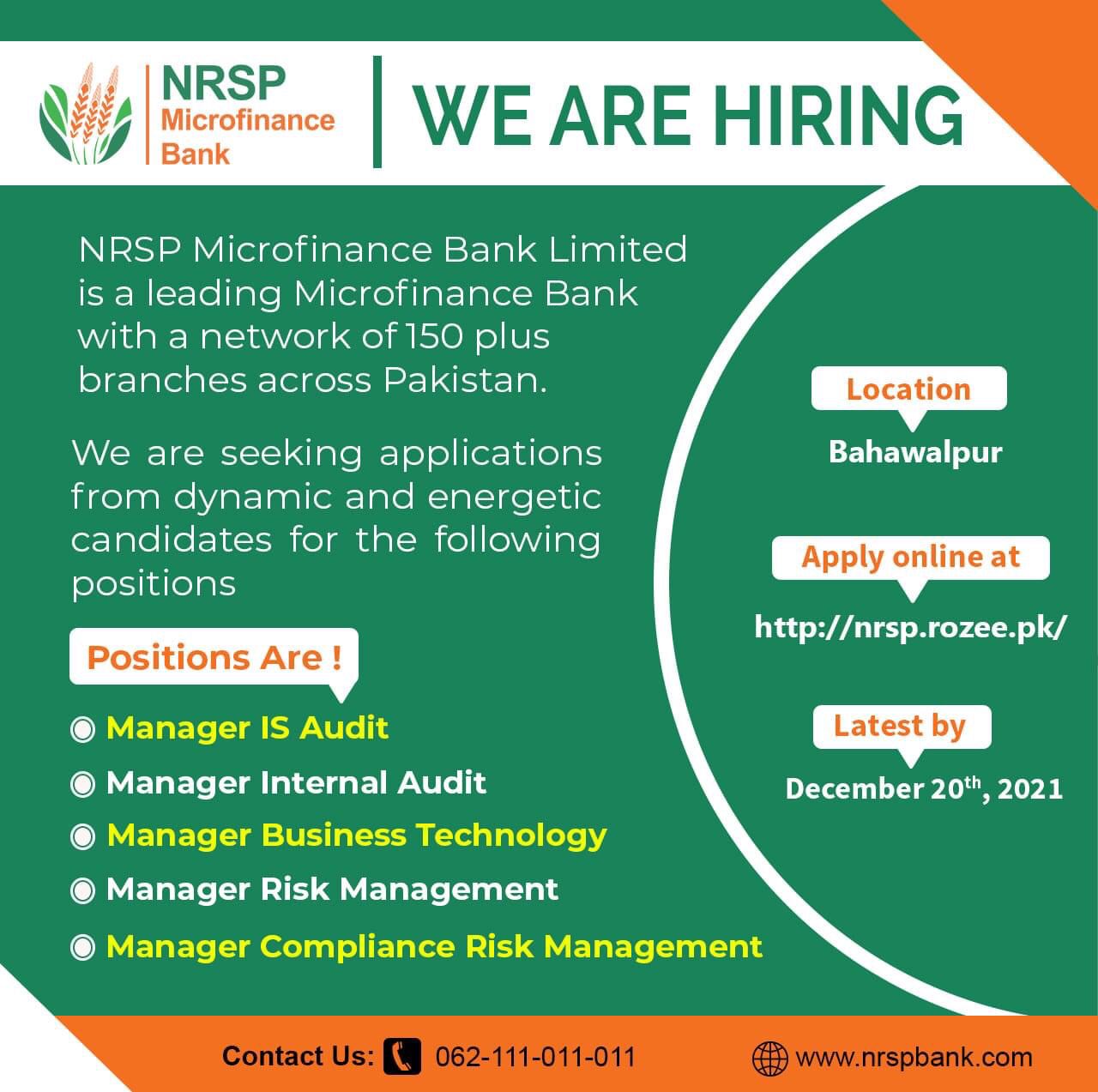 NRSP Microfinance Bank Career 2021-Apply online-Bank Jobs