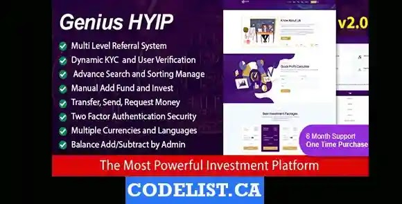 Genius HYIP v2.0 - All in One Investment Platform by Codelist.ca
