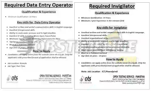 OTS (Open Testing Service) Invigilator Jobs 2021-Apply Now