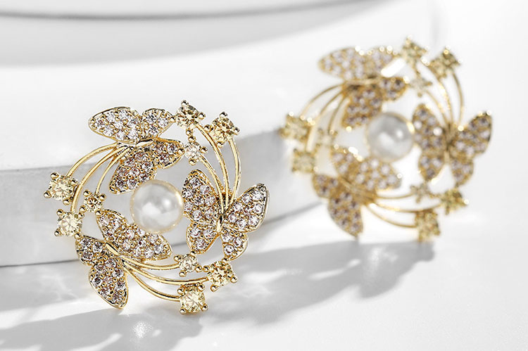 美好春日擬珍珠鋯石耳環