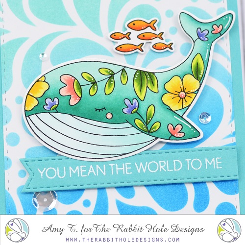 Flower Whale Stamp and Die Set, Friend - Scripty Stamp Set, Splish Splash Stencil by The Rabbit Hole Designs #therabbitholedesignsllc