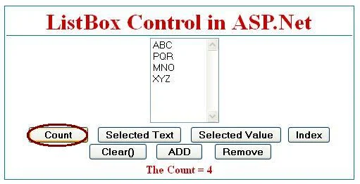 ASP.Net में ListBox Control