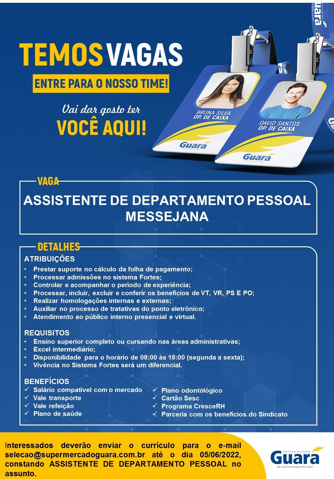 ASSISTENTE DE DEPARTAMENTO PESSOAL