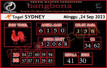 Prediksi Bang Bona Sydney Minggu 24 September 2023