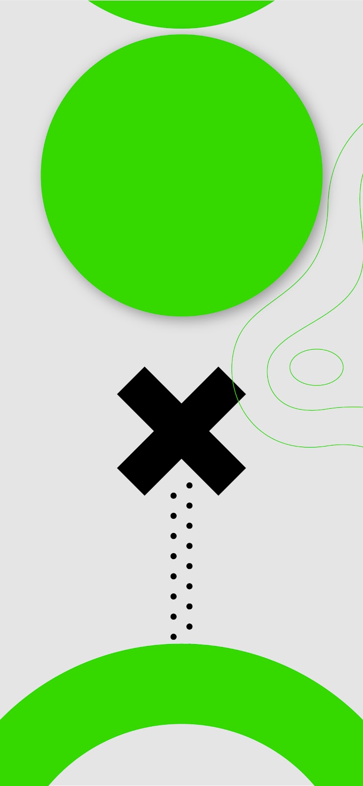 Modern abstract artwork featuring simple shapes in green and black.
