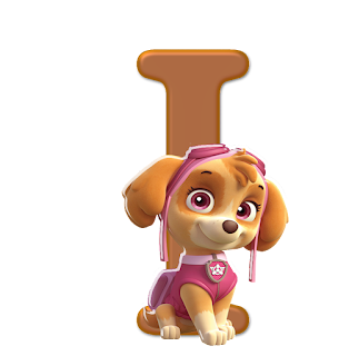 Abecedario Marrón con Skye de Paw Patrol.