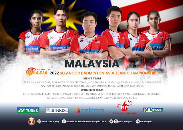 Senarai Pemain Malaysia Dalam Kejohanan Badminton Asia Team Championships 2022