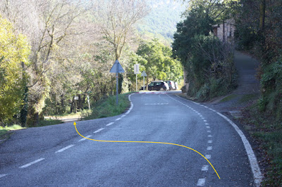 GR-7 Cabra del Camp a Vallespinosa, carretera TV-2015 a l'entrada de Vallespinosa