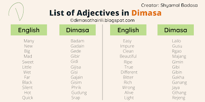 Dimasa grammar ; Adjectives in Dimasa ; dimasa language