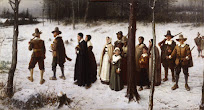 Puritans, going to church (Wikipedia)