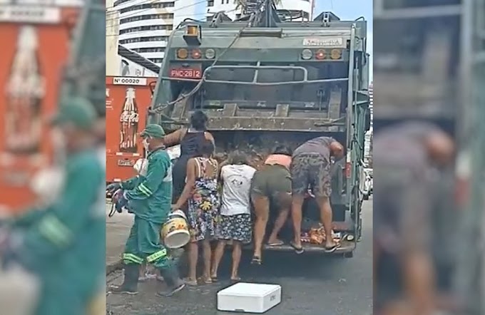  Moradores que coletaram comida em caminhão de lixo recebem doações em Fortaleza