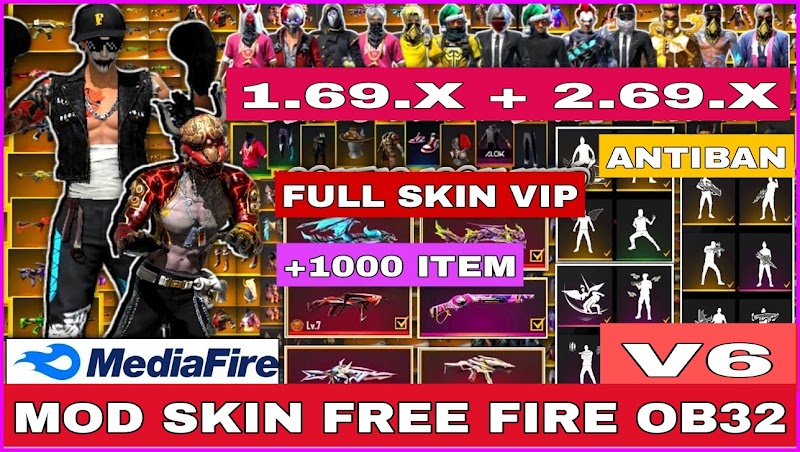 MOD SKIN FREE FIRE OB32 V6 - SKIN SÚNG VIP, TRANG PHỤC, HÀNH ĐỘNG + KHÔNG LỖI TÌM TRẬN| PTN FF