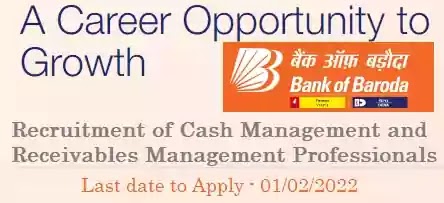 BoB Cash And Receivables Management Professionals Recruitment 2022