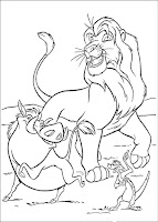 Pumbaa, Timon and Simba- Lion king coloring page