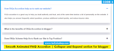 faq accordion for blogger post code