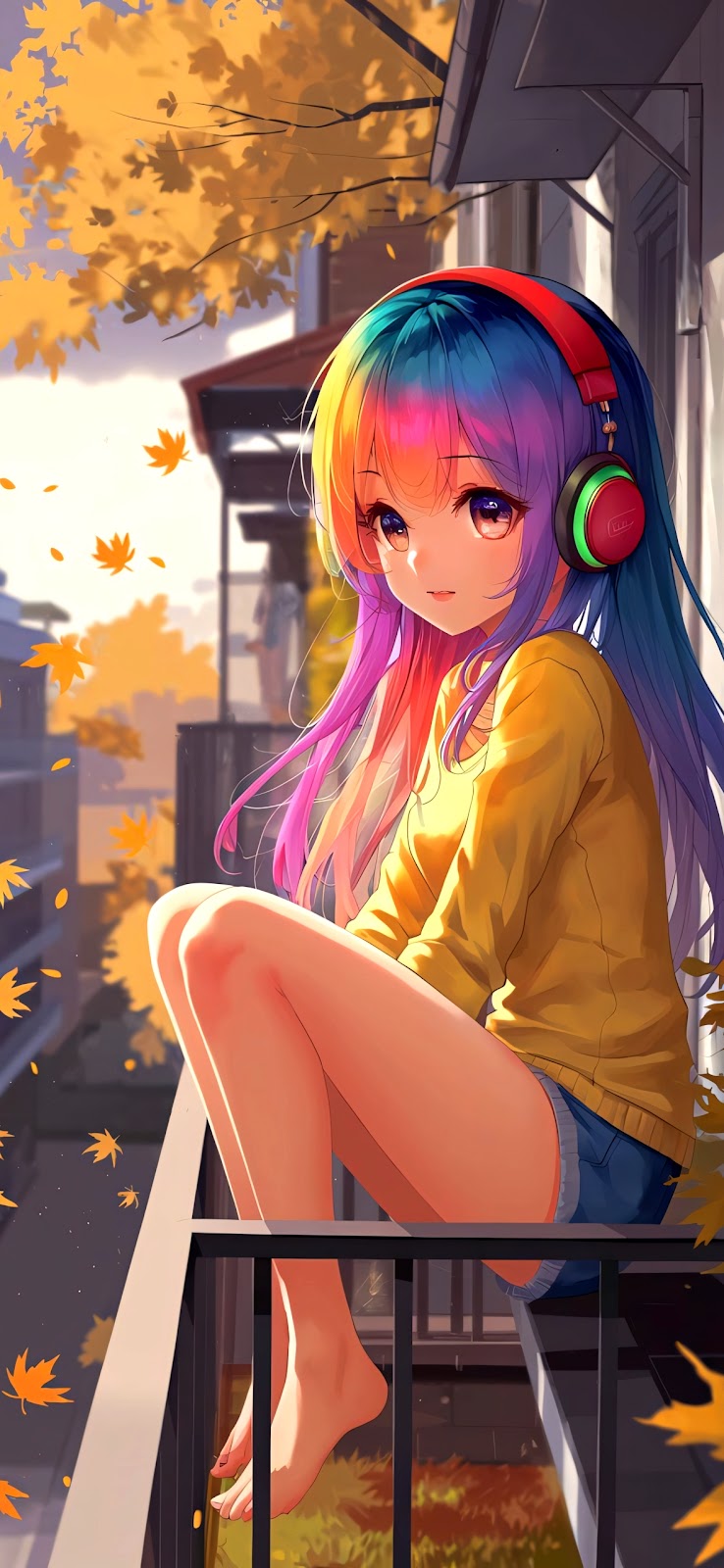 Anime Girl with Headphones 4K Wallpaper for Mobile